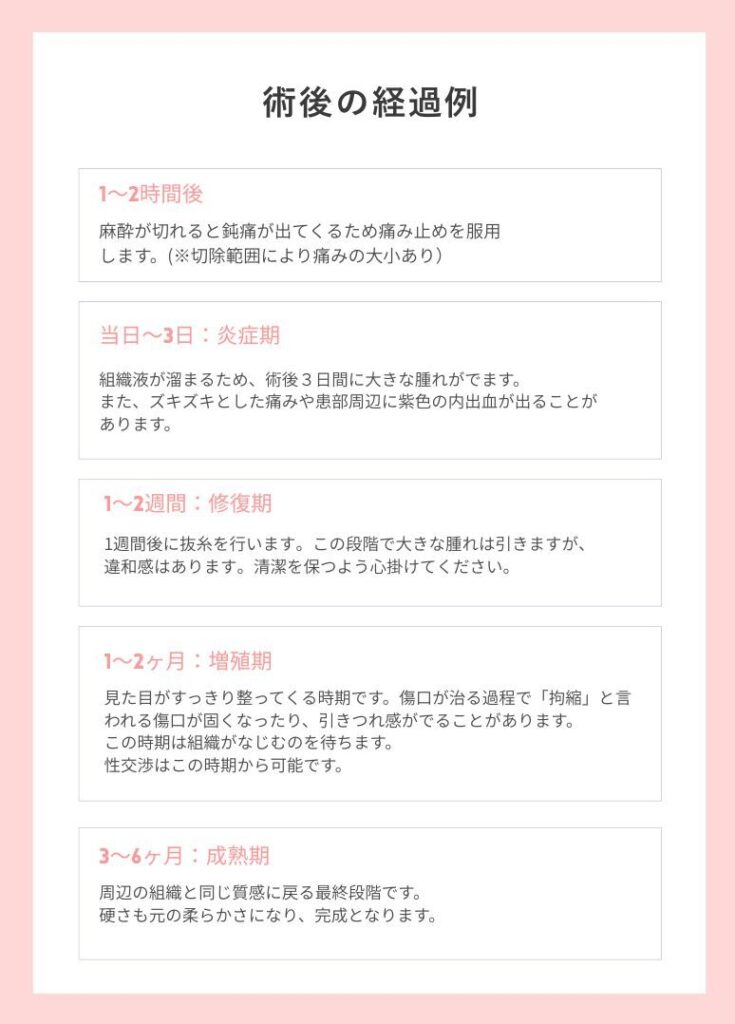 小陰唇縮小術　術後経過　一覧例