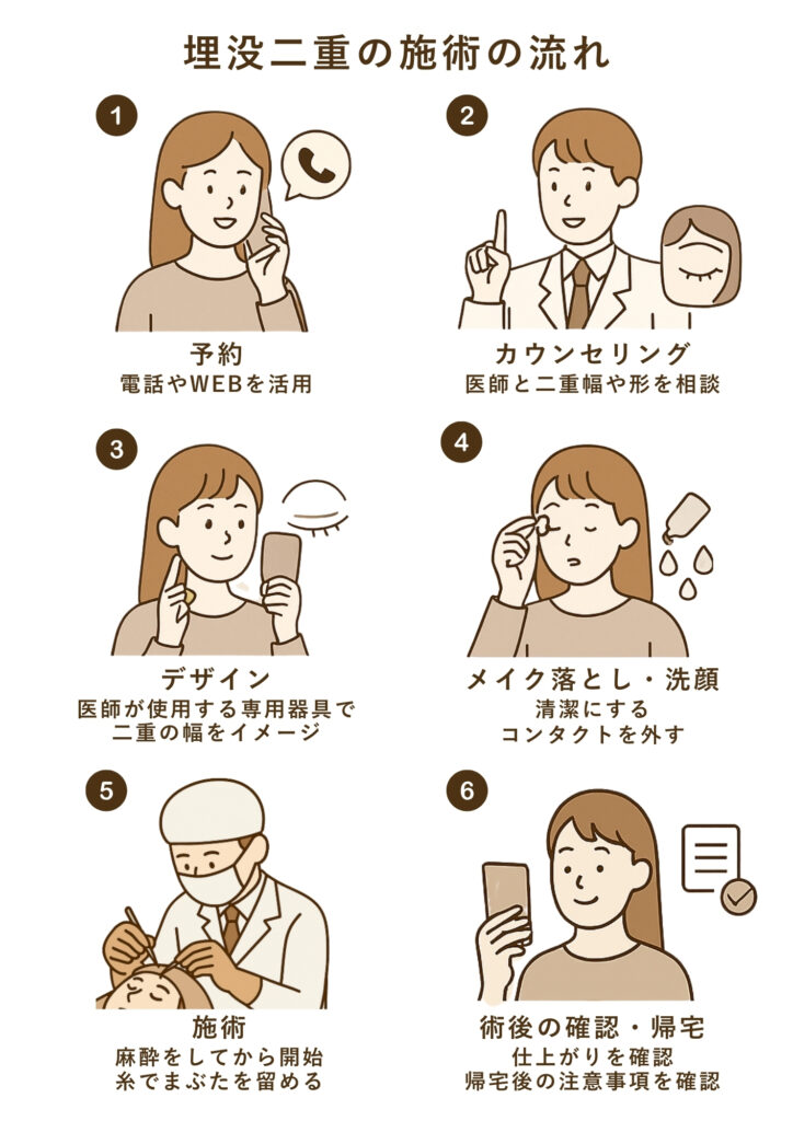埋没二重の施術の流れ