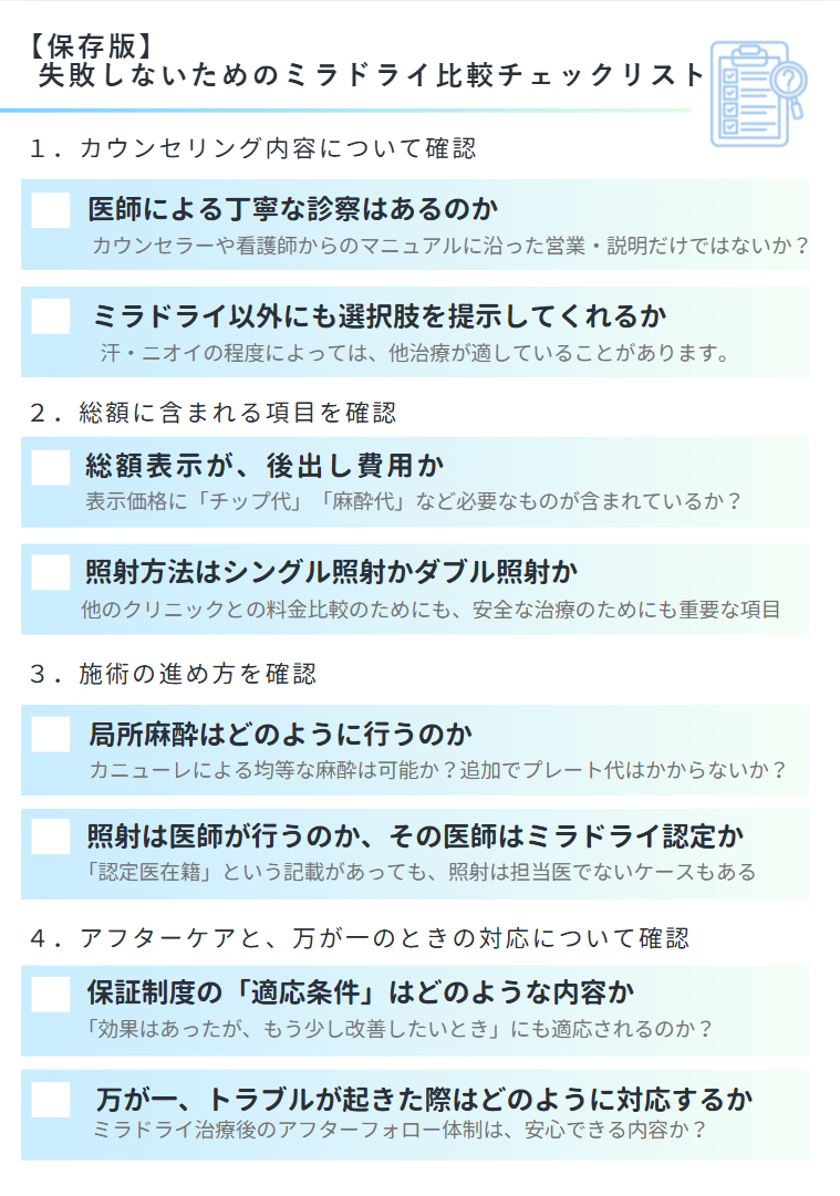 【保存版】失敗しないためのミラドライ比較チェックリスト