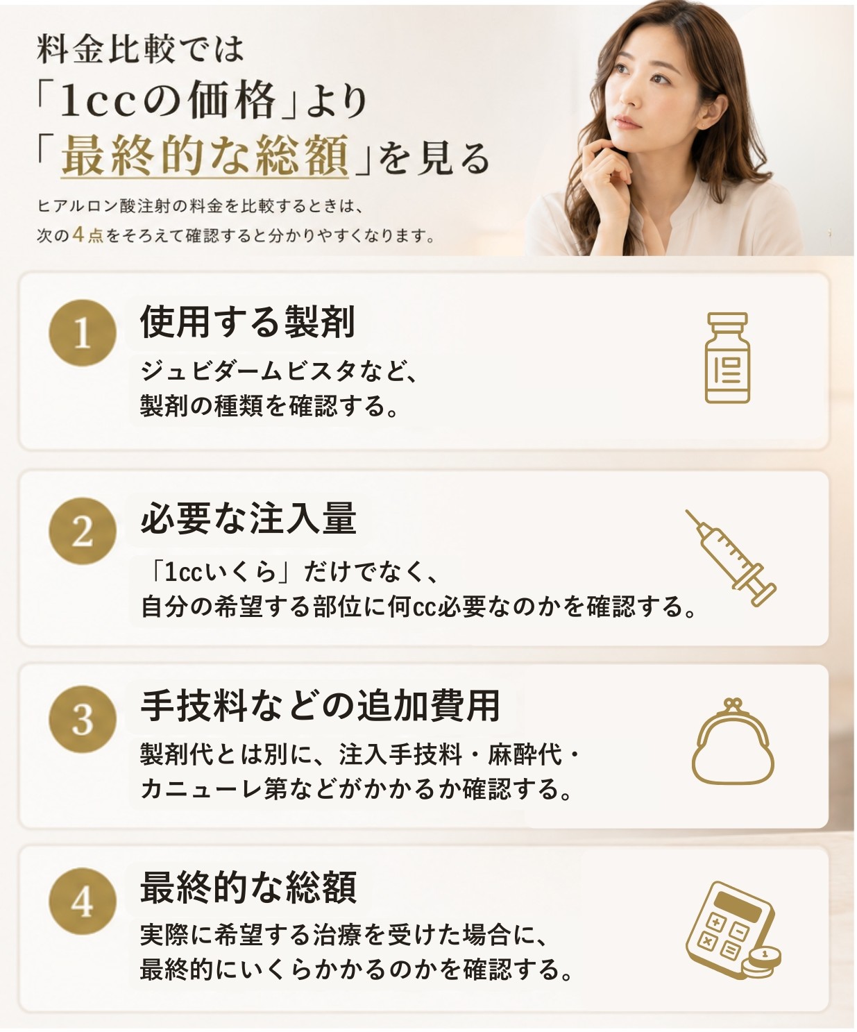 ヒアルロン酸料金の見方