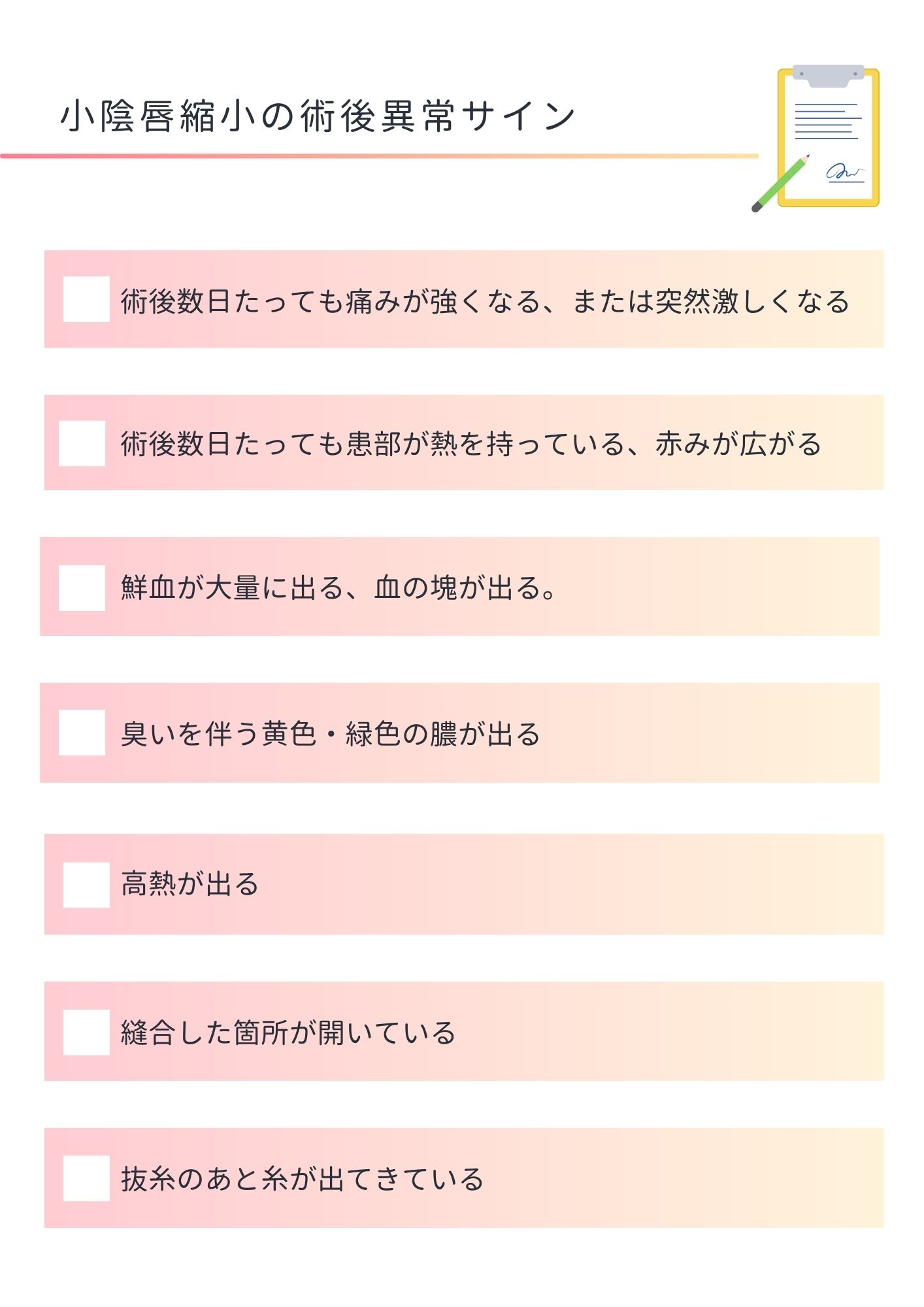 小陰唇縮小　異常サイン　チェックリスト