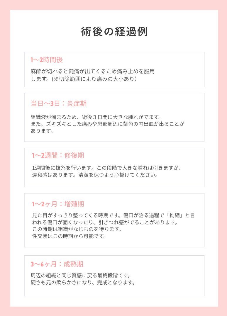 小陰唇縮小術 術後経過 一覧例